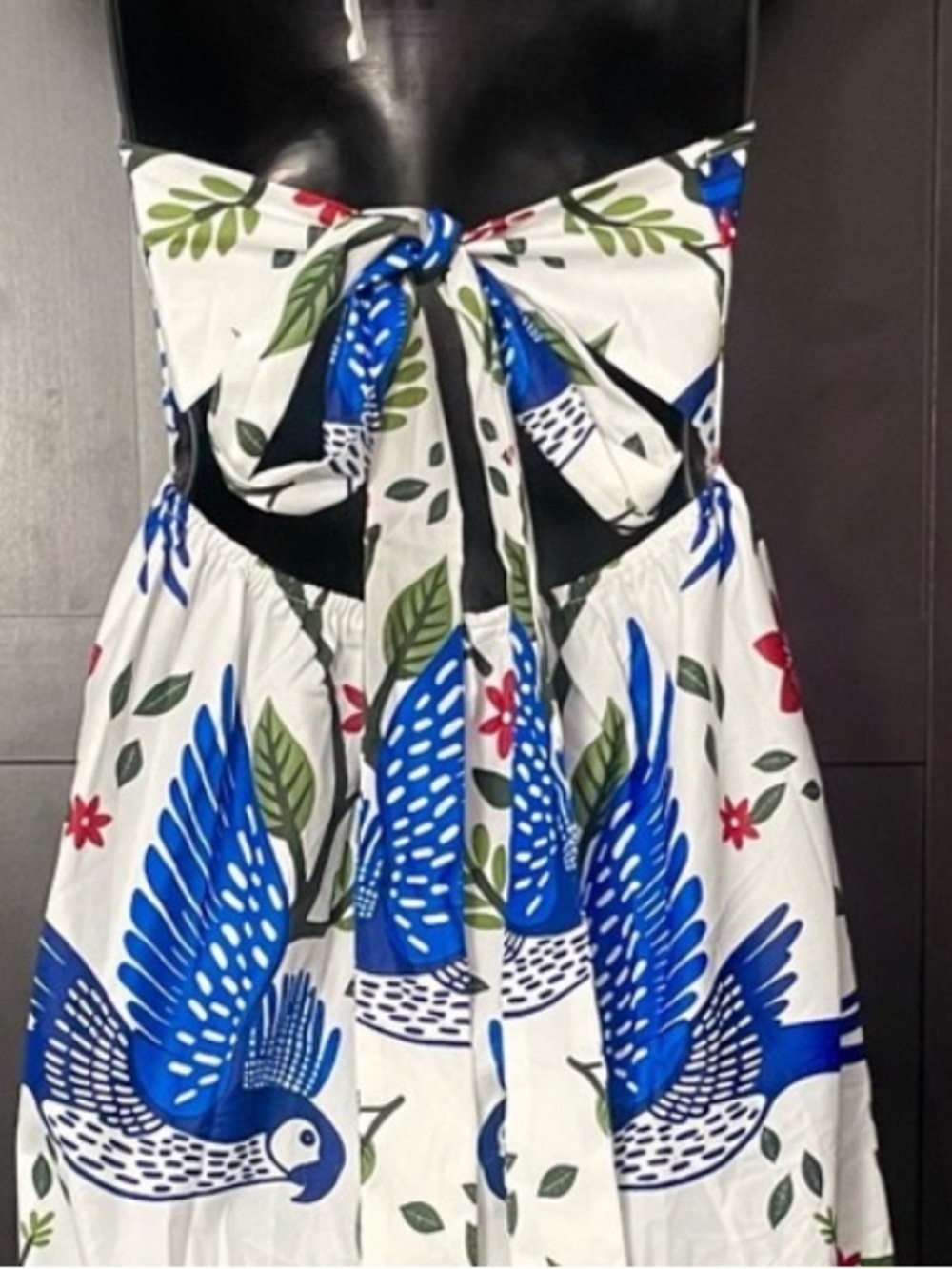 Cupshe White Halter Jumpsuit with Blue Bird & Green Floral Print - Picture 5 of 7